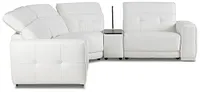 Reva White Leather Small Triple Power Reclining Two-arm Sectional