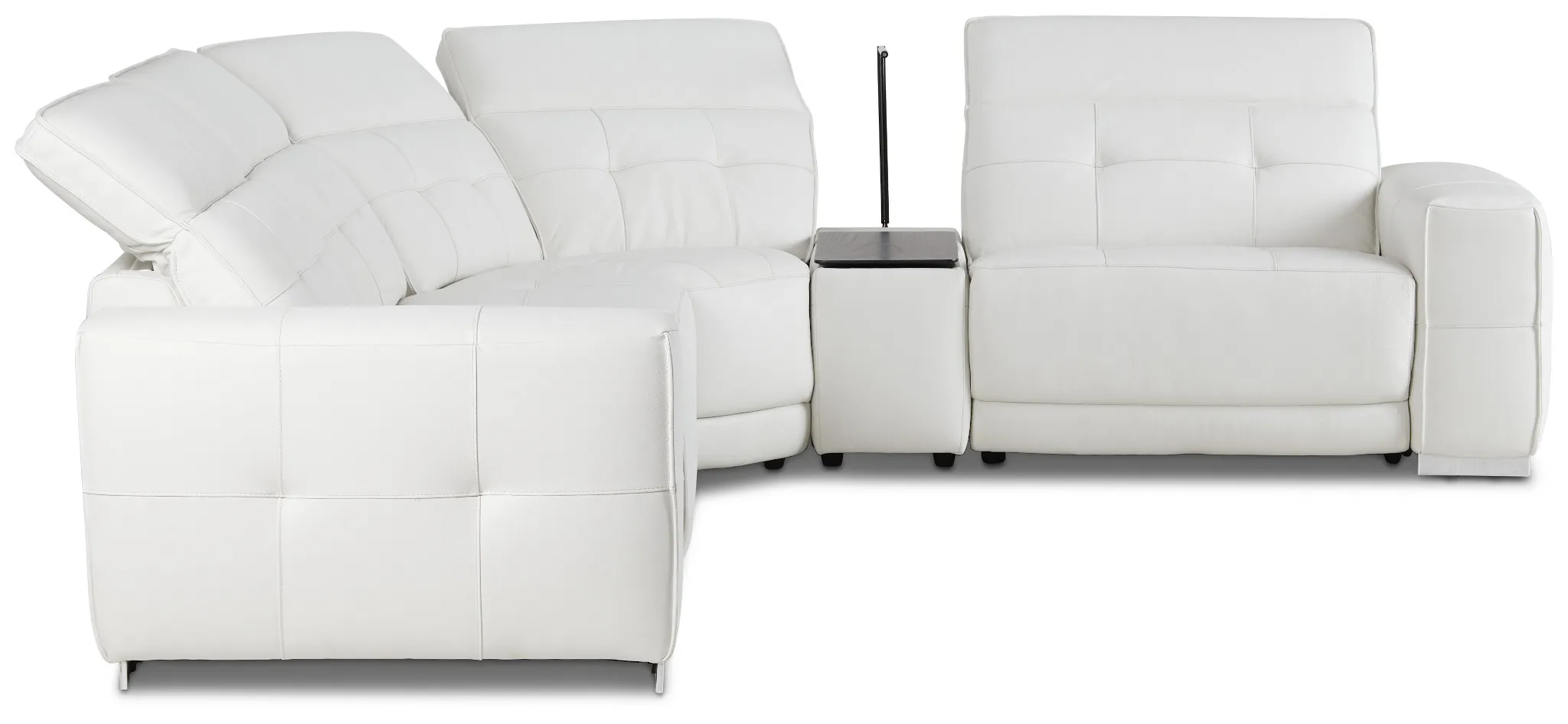 Reva White Leather Small Triple Power Reclining Two-arm Sectional