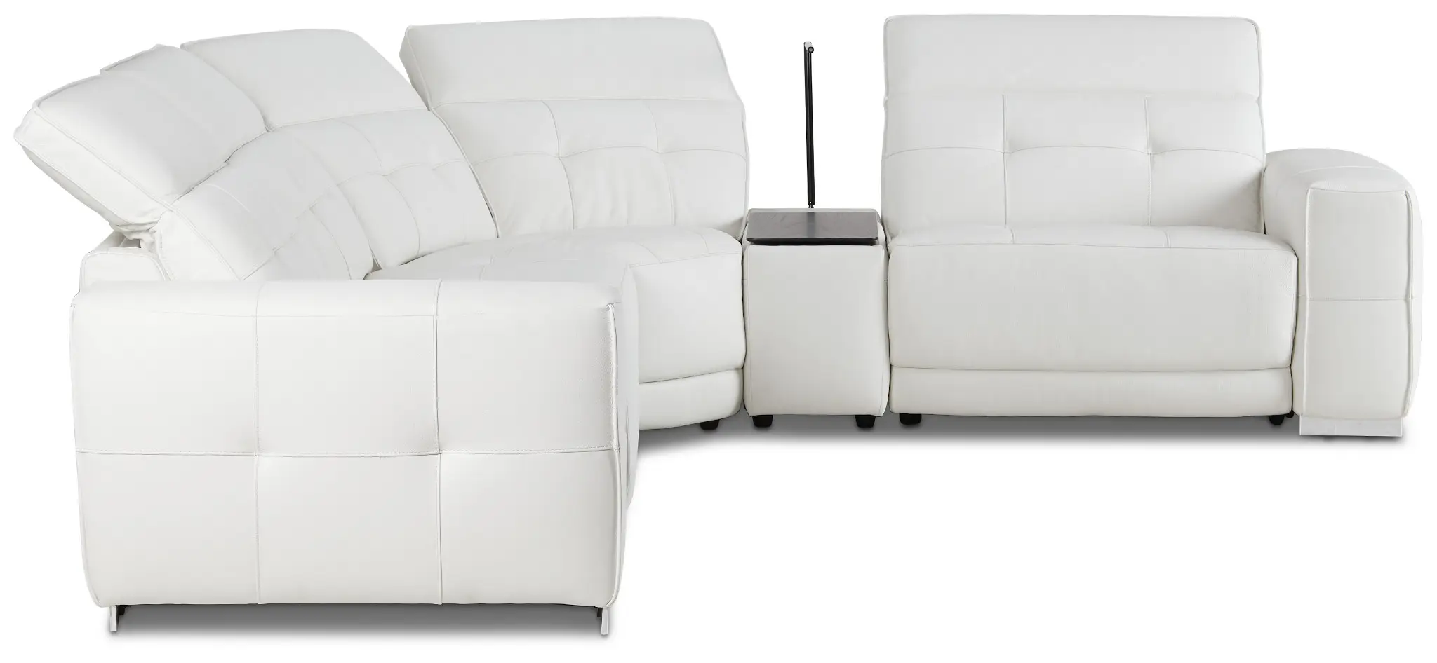Reva White Leather Small Triple Power Reclining Two-arm Sectional Reva White Leather Small Triple Power Reclining Two-arm Sectional