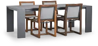 Linear Dark Gray 87" Aluminum Table & 4 Teak Sling Side Chairs