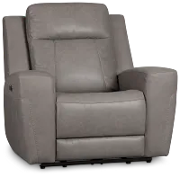 Colton Light Gray Micro Power Recliner With Power Headrest