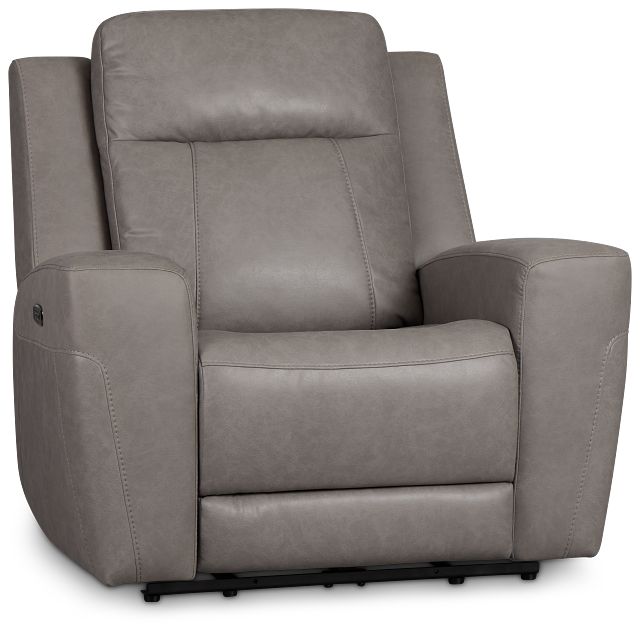 Colton Light Gray Micro Power Recliner With Power Headrest