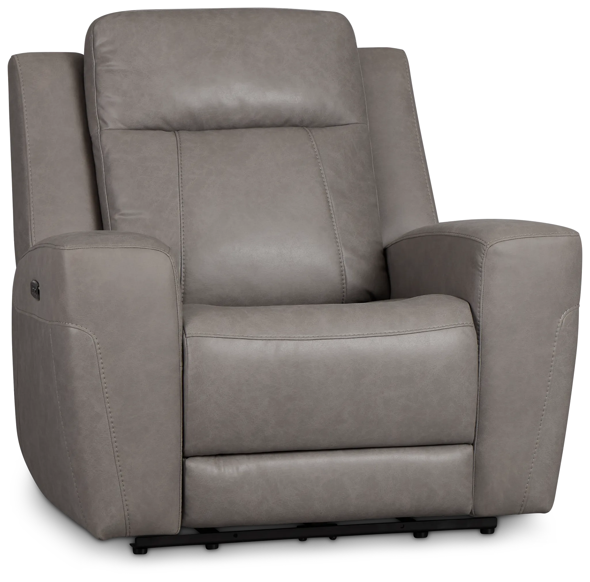 Colton Light Gray Micro Power Recliner With Power Headrest