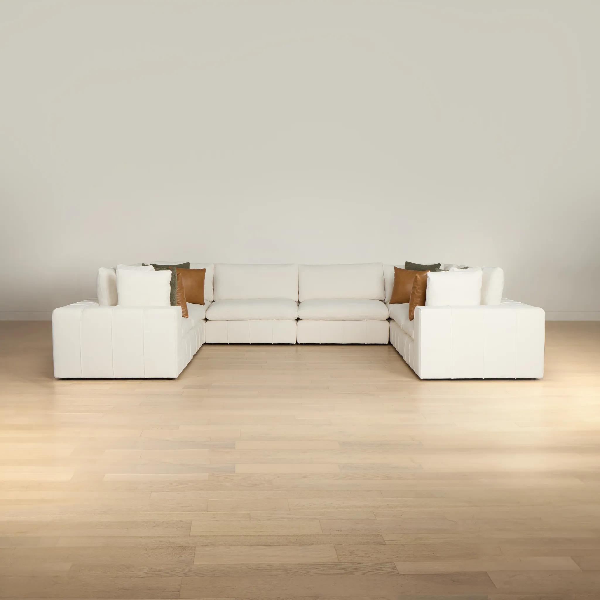 Cruz White Fabric 8-piece Modular Sectional