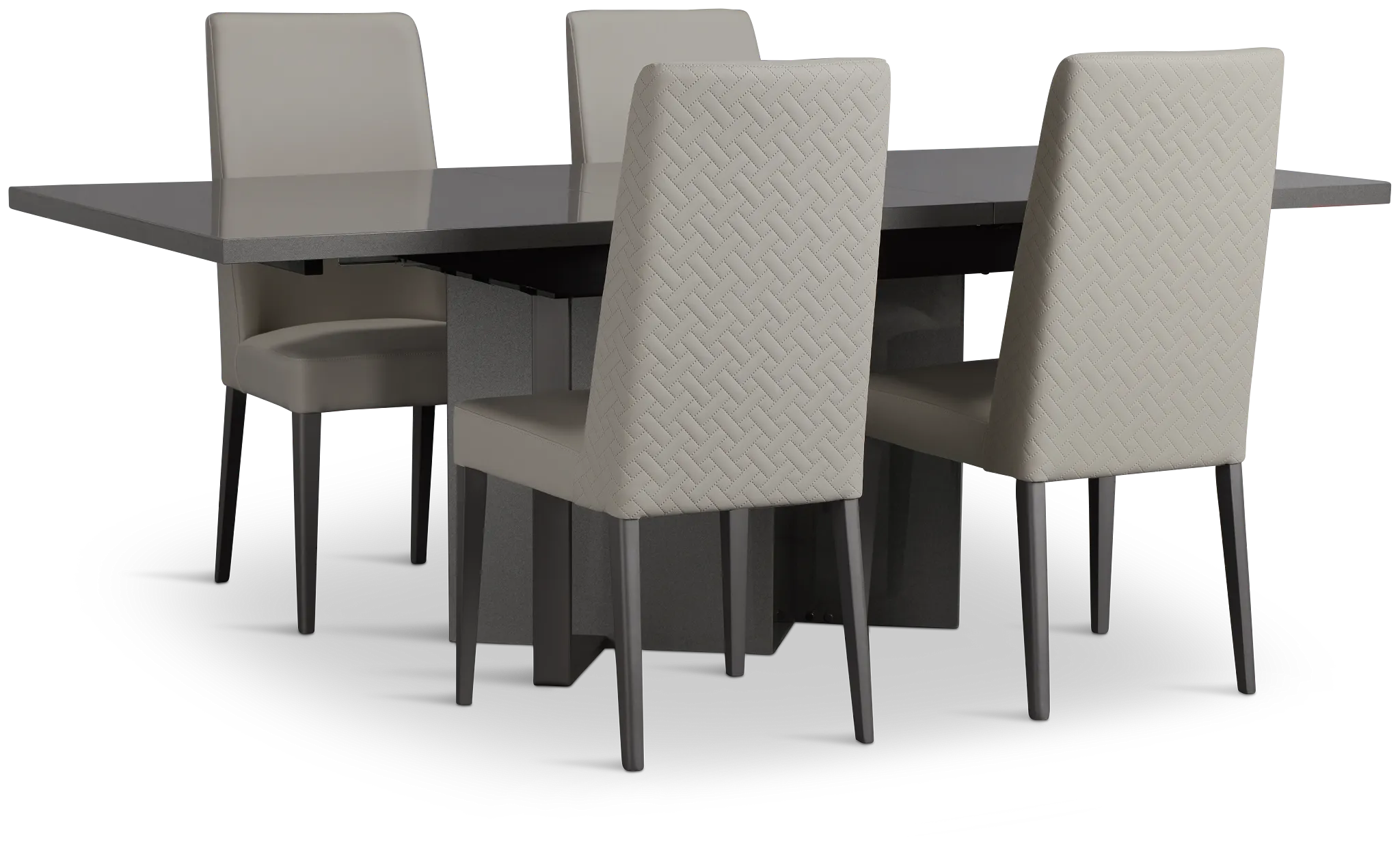 Oslo Gray Extension Rectangular Table & 4 Upholstered Chairs