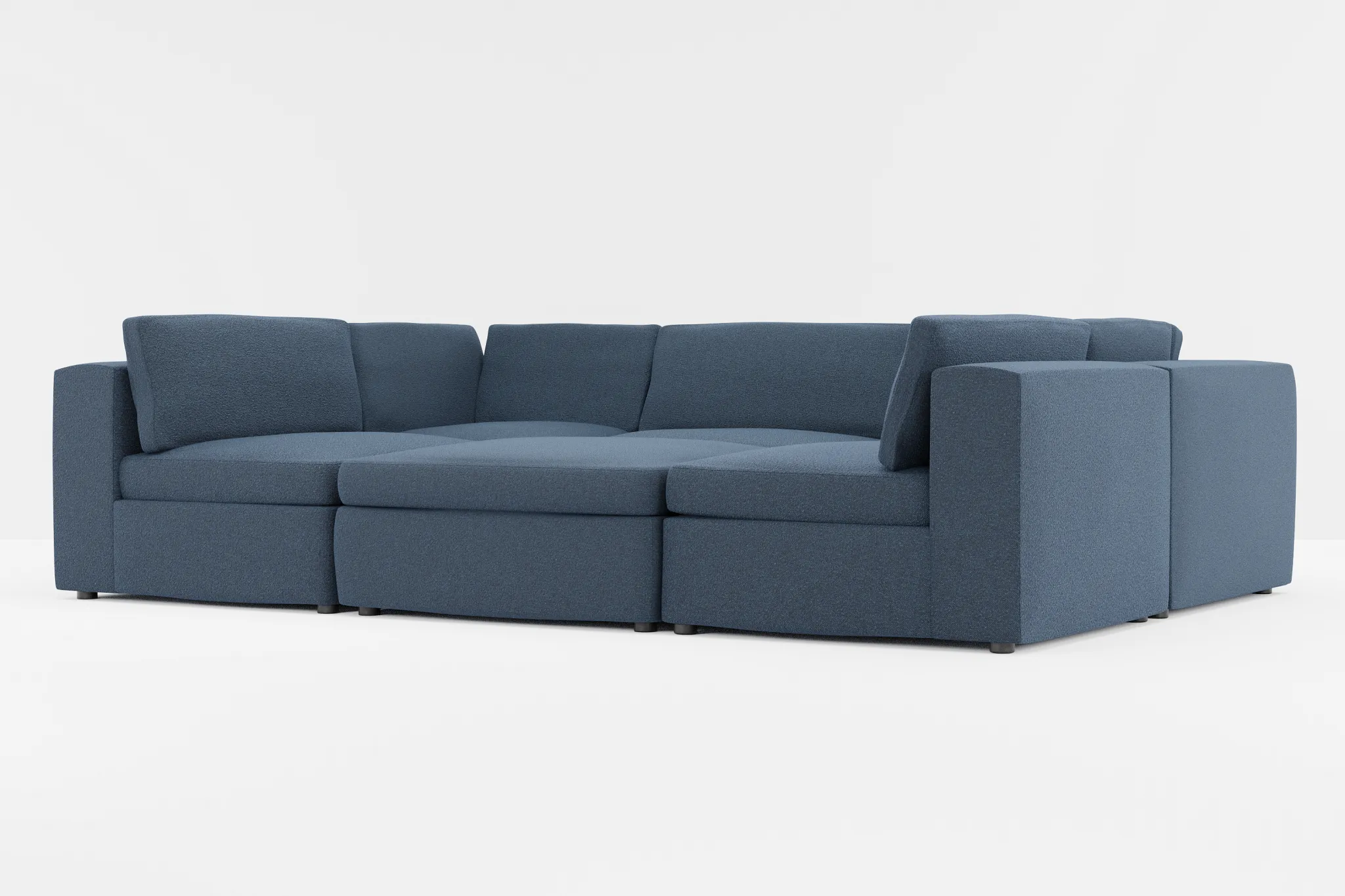 Destin Elite Dark Blue Fabric 6-piece Pit Sectional