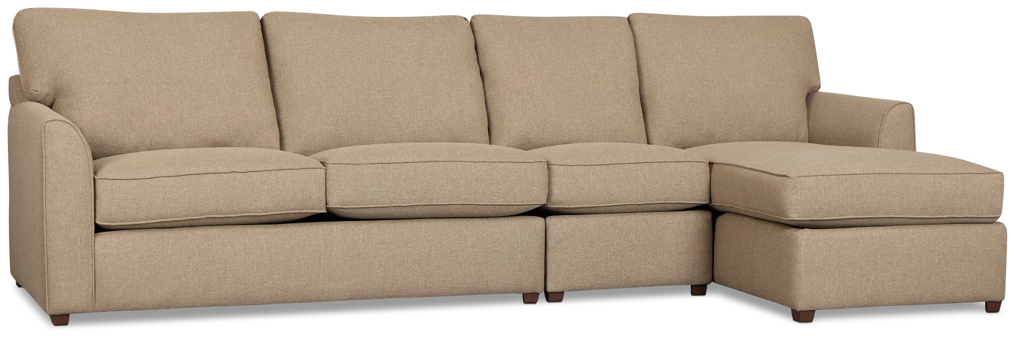 Tate Brown Fabric Small Right Chaise Sectional