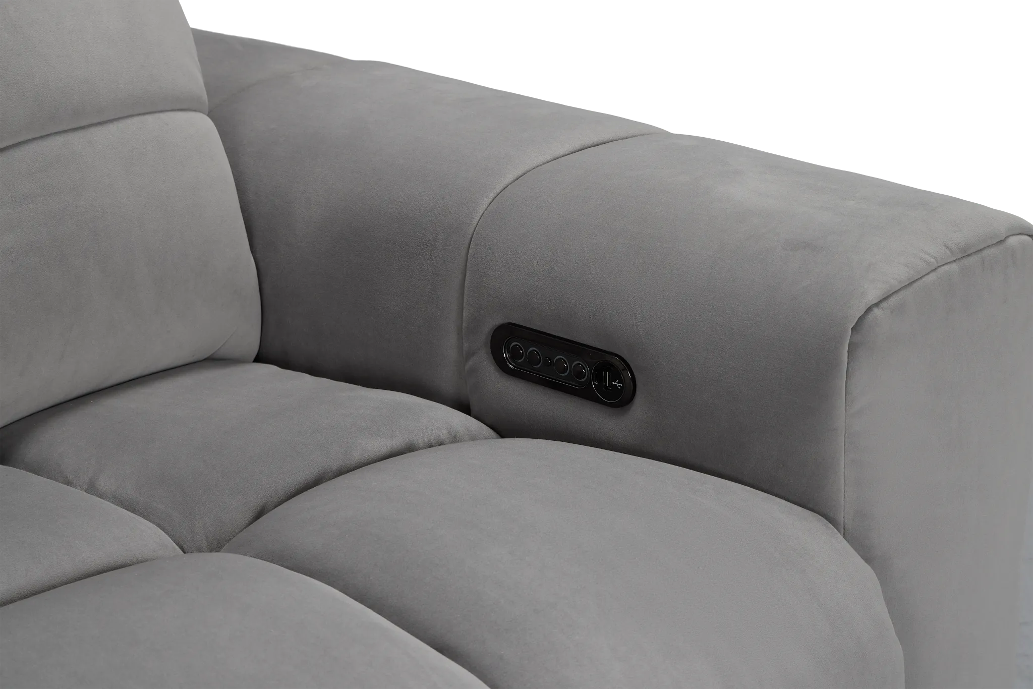 Gemma Light Gray Velvet Medium Triple Power 2-arm Sectional