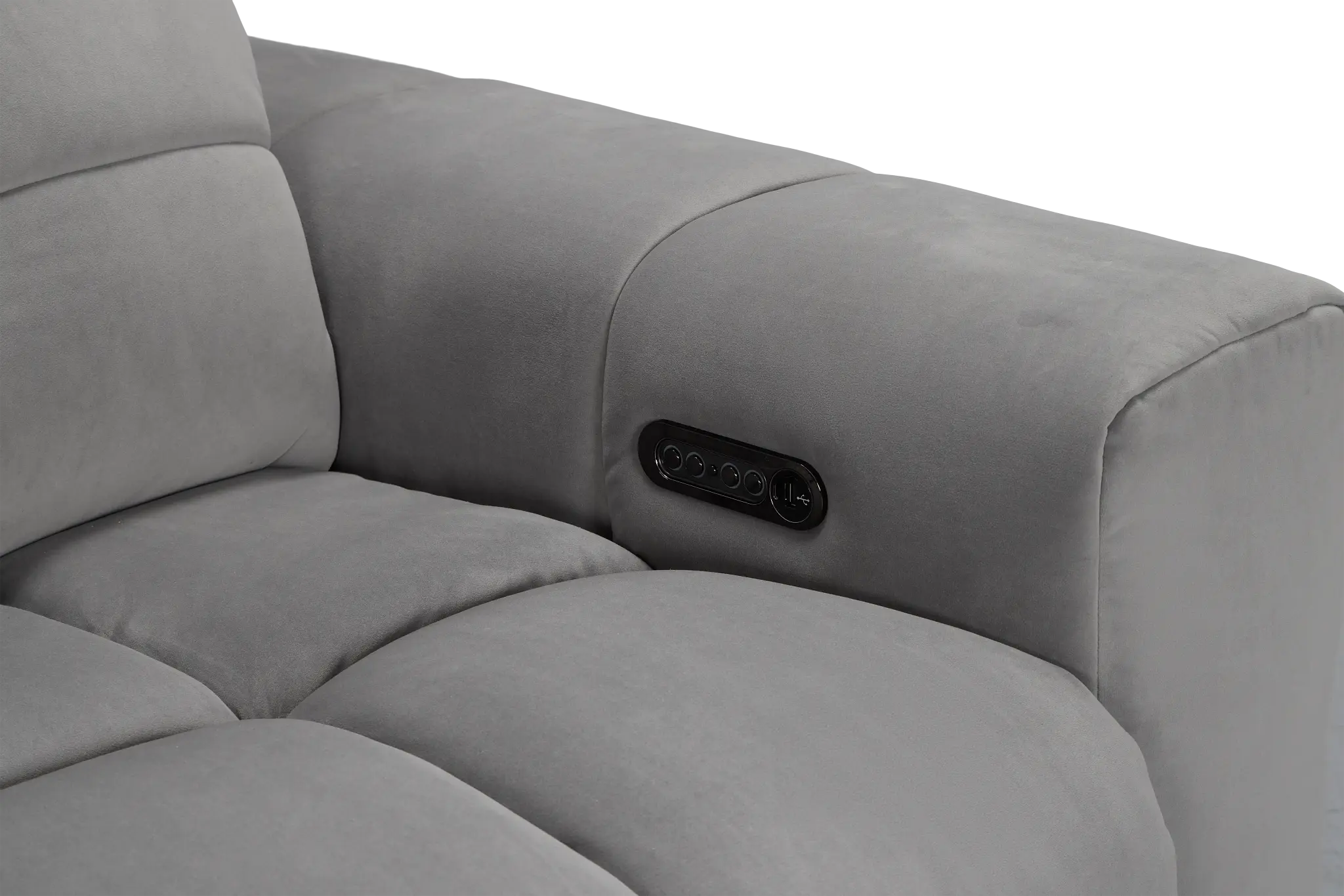 Gemma Light Gray Velvet Medium Triple Power 2-arm Sectional Gemma Light Gray Velvet Medium Triple Power 2-arm Sectional