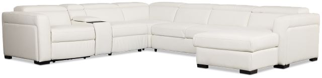 Melody White Storage Medium Right Power Reclining Chaise Sleeper Sect