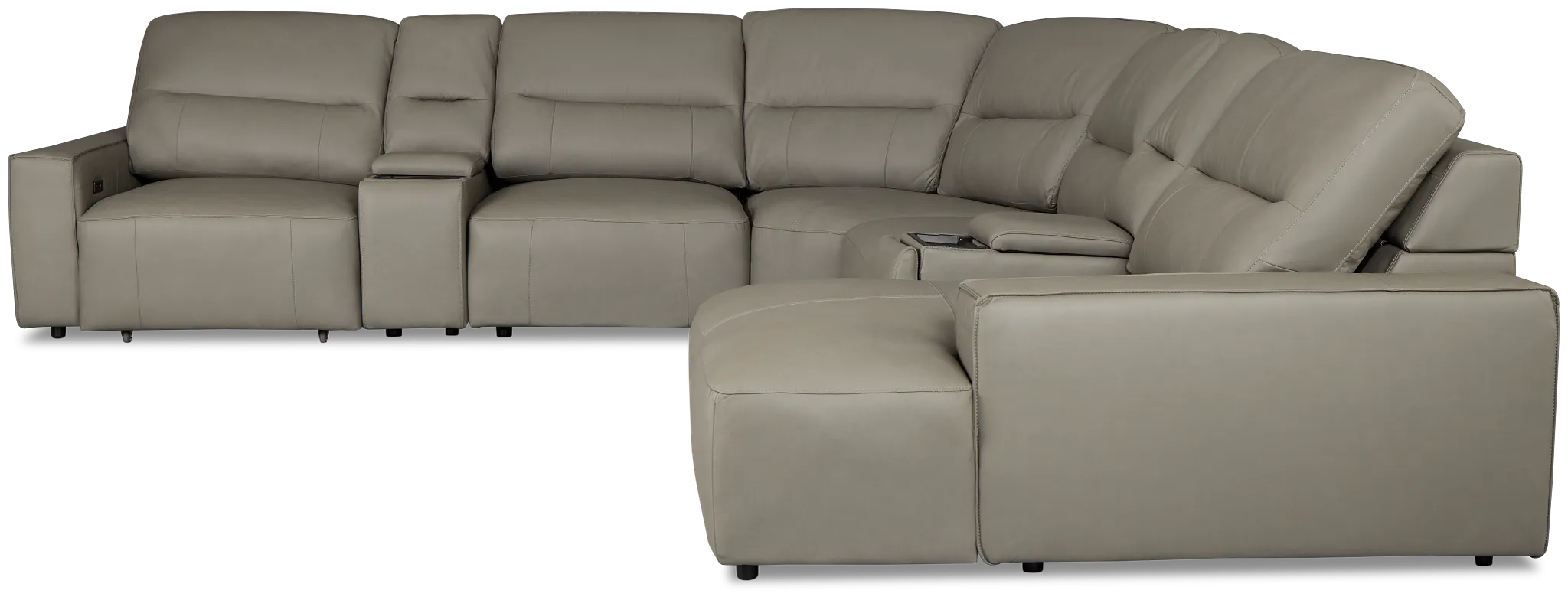 Rudy Gray Lthr/vinyl Large Dual Power Right Extension Chaise Sectional