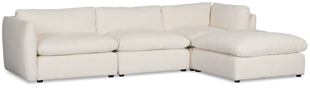 Serena White Fabric 4-piece Left Facing Bumper Sectional
