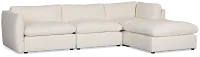 Serena White Fabric 4-piece Left Facing Bumper Sectional