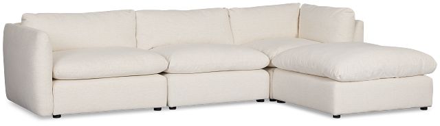 Serena White Fabric 4-piece Left Facing Bumper Sectional