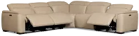 Flexsteel Brodie Taupe Lthr/vinyl Small Triple Power Reclining Two-arm Sectional