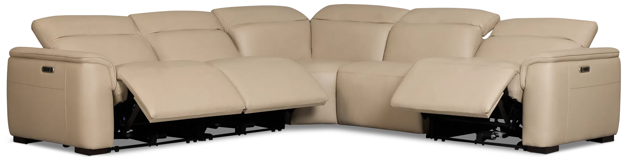 Flexsteel Brodie Taupe Lthr/vinyl Small Triple Power Reclining Two-arm Sectional