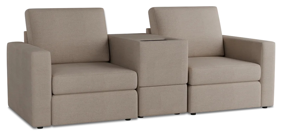 Citymod Beige Fabric 3-piece Modular Sofa With Storage Console