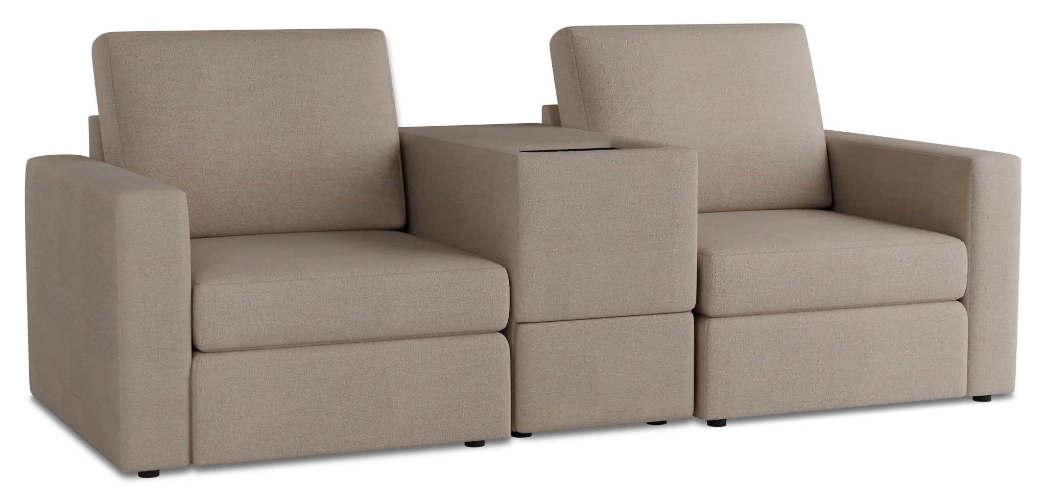 Citymod Beige Fabric 3-piece Modular Sofa With Storage Console Citymod Beige Fabric 3-piece Modular Sofa With Storage Console