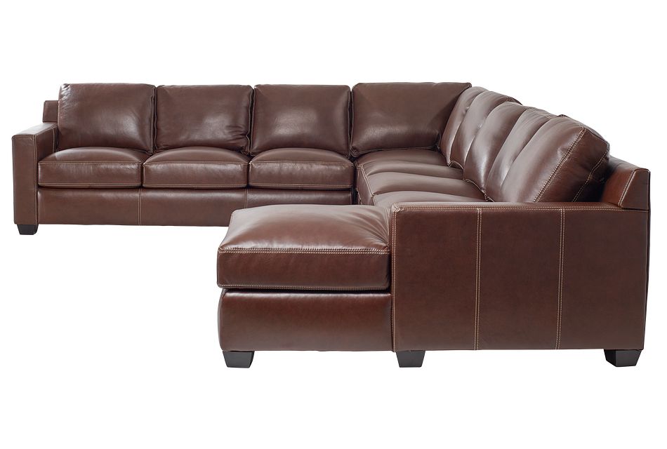 Carson Medium Brown Leather Large Right Chaise Memory Foam ...