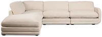Jules Ivory Velvet 5-piece Left Facing Bumper Sectional