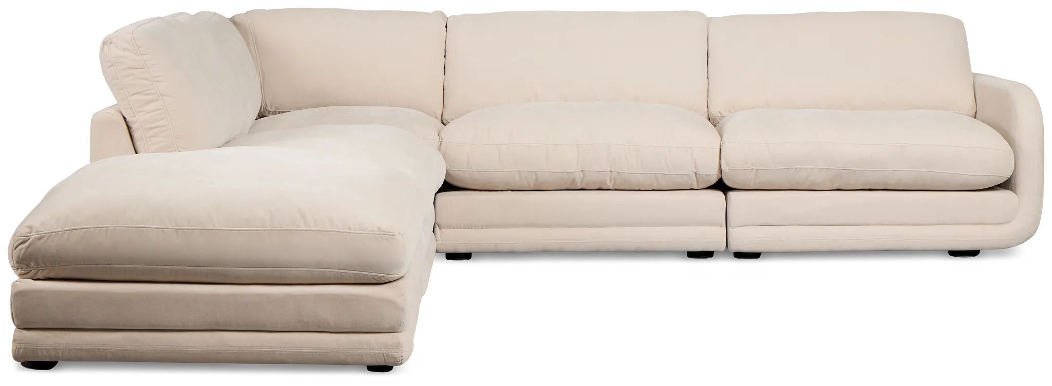 Jules Ivory Velvet 5-piece Left Facing Bumper Sectional