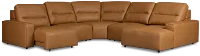 Rudy Brown Lthr/vinyl Small Left Chaise Power Extension Sectional