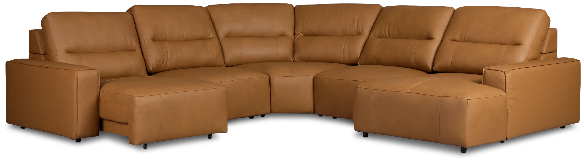 Rudy Brown Lthr/vinyl Small Left Chaise Power Extension Sectional