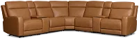 Flexsteel Belmont Medium Brown Lthr/vinyl Large Triple Power Reclining Two-arm Sectional