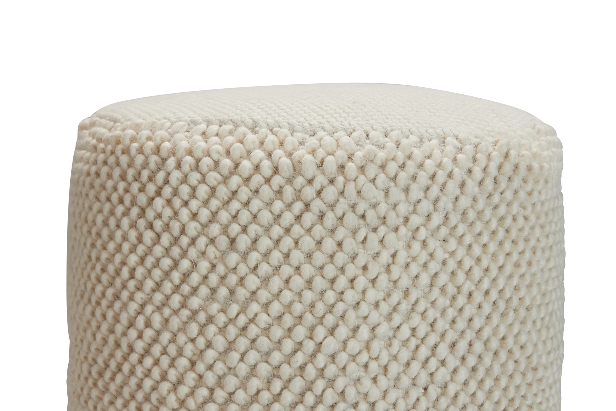 Jordan Ivory Round Accent Pouf