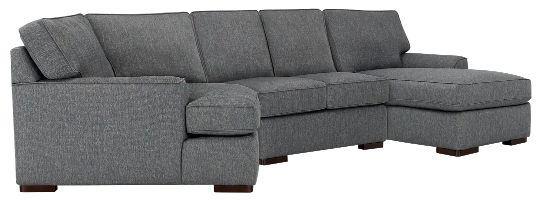 Austin Blue Fabric Right Chaise Cuddler Sectional