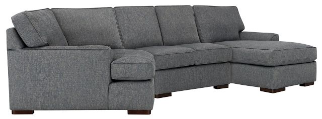 Austin Blue Fabric Right Facing Chaise Cuddler Sectional (0)