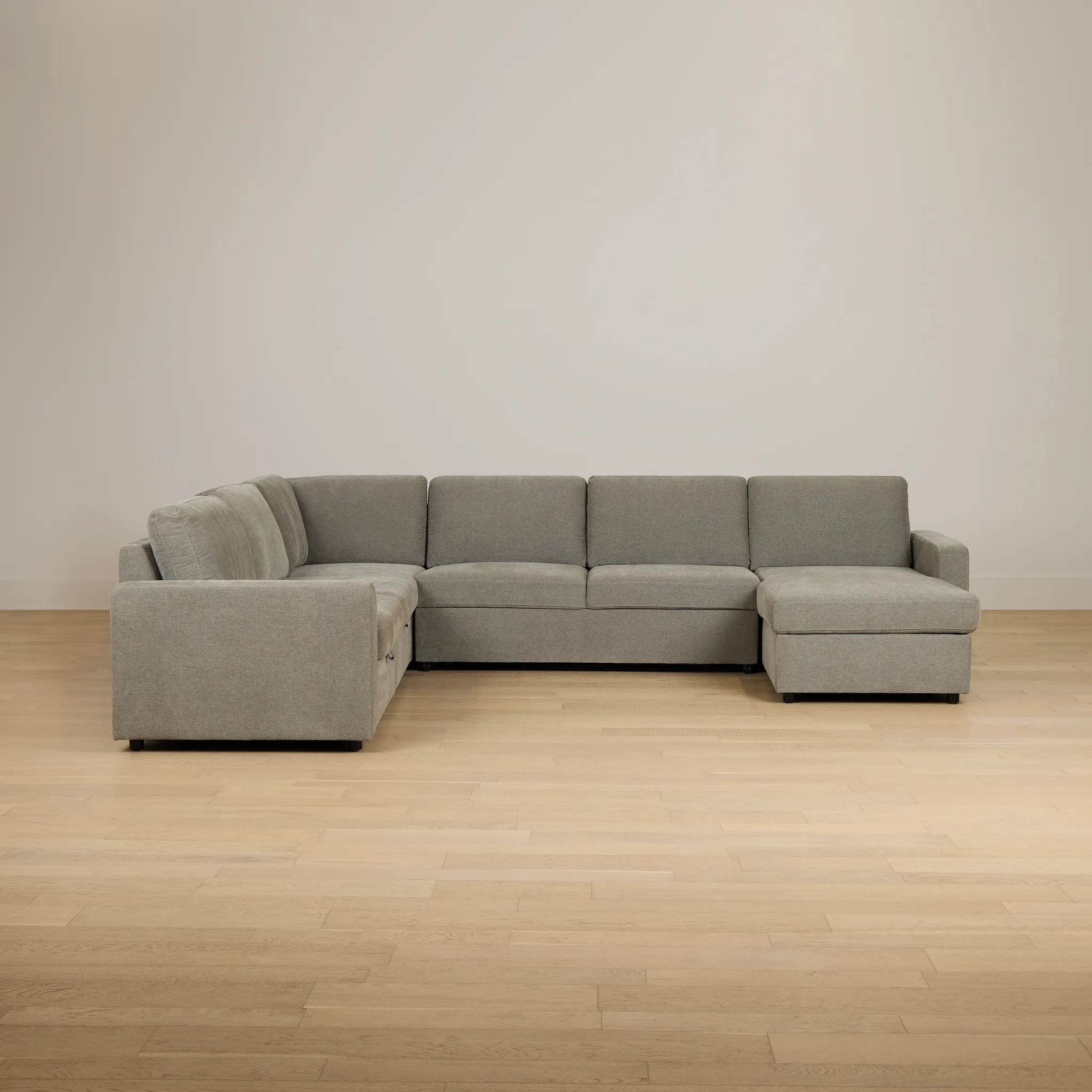 Addie Gray Fabric Medium Right Chaise Storage Sleeper Sectional