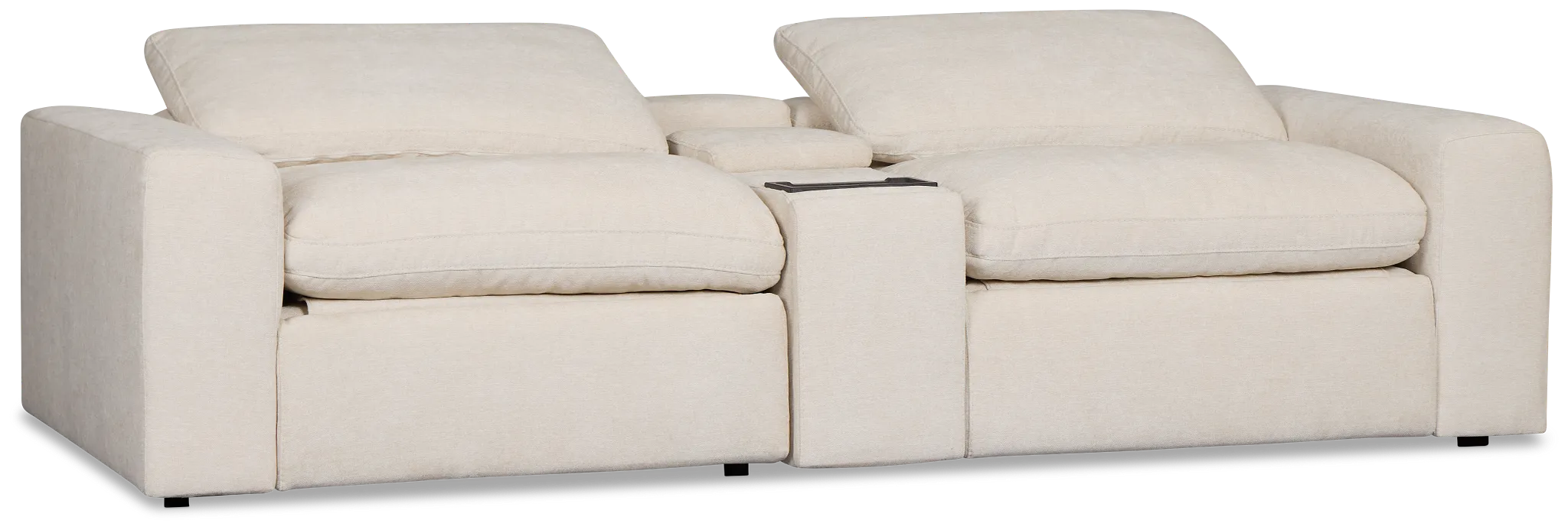 Drift Light Beige Fabric Power Reclining Console Loveseat