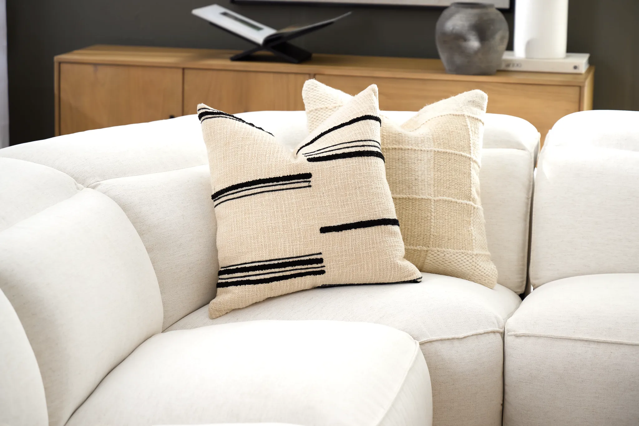 Maycie Ivory 22" Square Accent Pillow