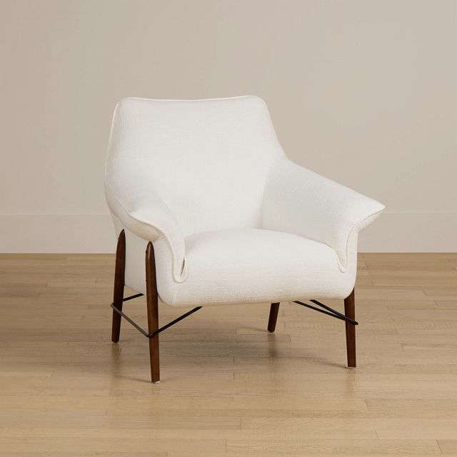 Nathan White Fabric Accent Chair