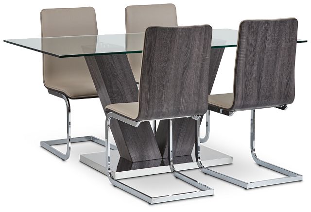 Kendall Dark Tone Rect Table & 4 Upholstered Chairs