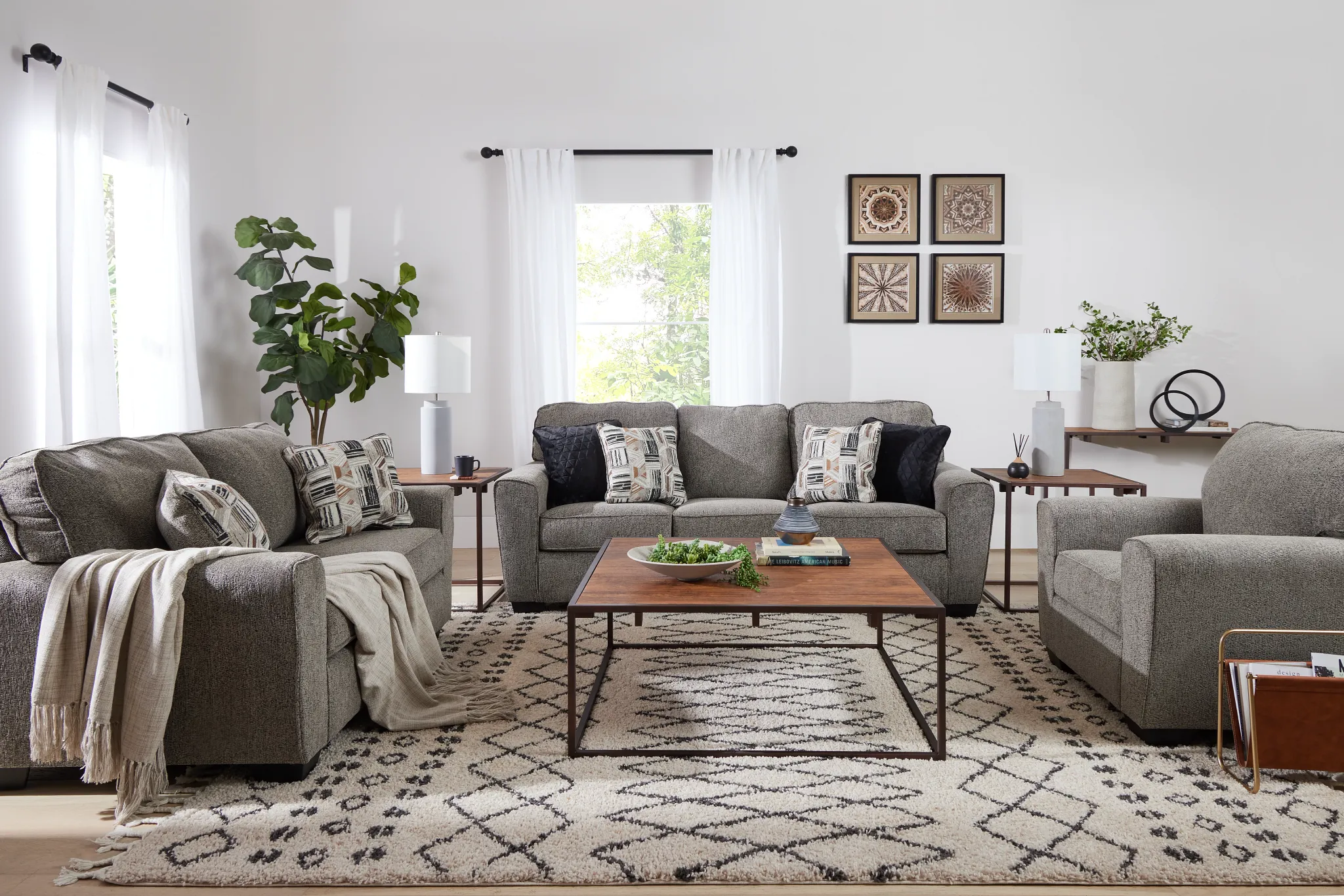 Reggie Dark Tone Square 3 Pack Tables