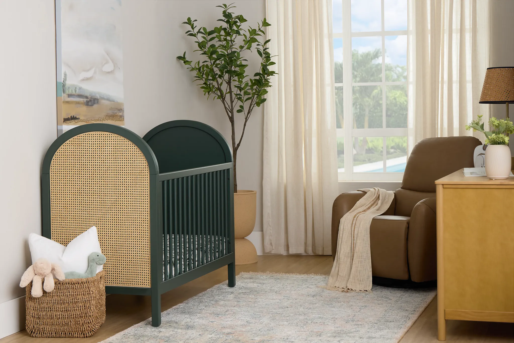 Riley Green Woven 3-in-1 Crib