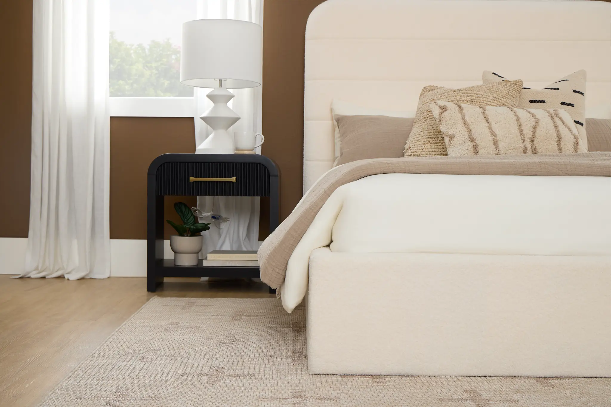 Lyndie Beige Upholstered Platform Bed Lyndie Beige Upholstered Platform Bed