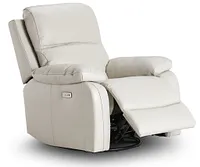Mason Light Gray Leather Power Swivel Glider Recliner