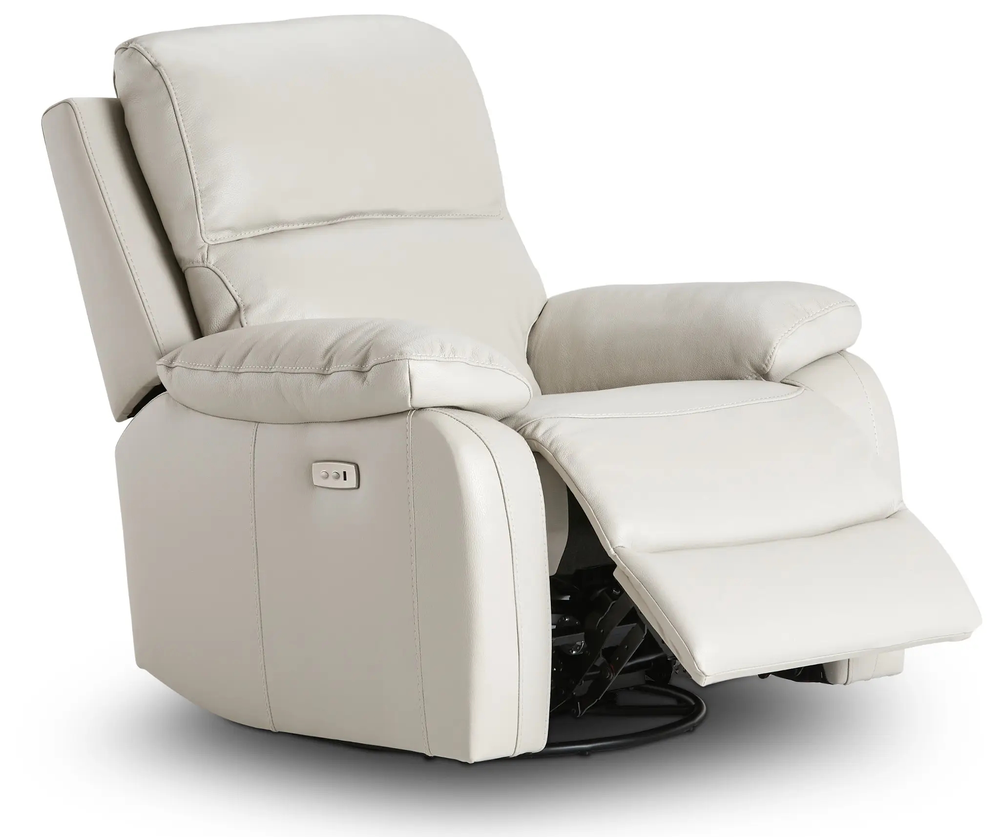 Mason Light Gray Leather Power Swivel Glider Recliner Mason Light Gray Leather Power Swivel Glider Recliner
