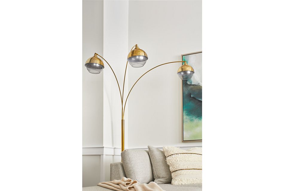 Khia Gold Metal Arc Floor Lamp