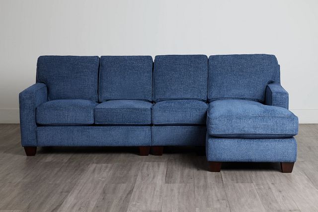 Andie Blue Fabric Small Right Chaise Sectional