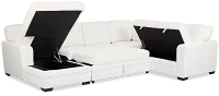 Everly White Fabric Medium Left Chaise Storage Sectional