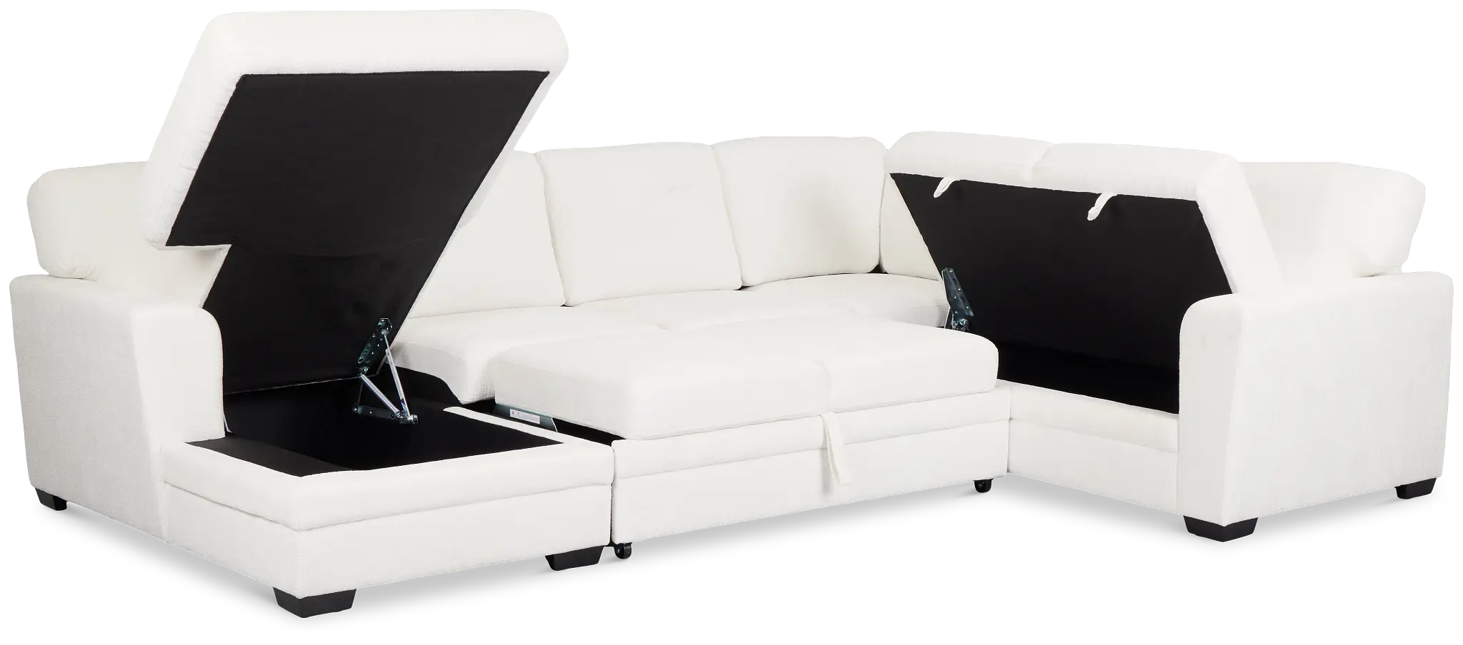 Everly White Fabric Medium Left Chaise Storage Sectional Everly White Fabric Medium Left Chaise Storage Sectional