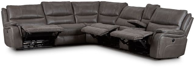 Dober Dark Gray Micro Medium Triple Power 2-arm Sectional