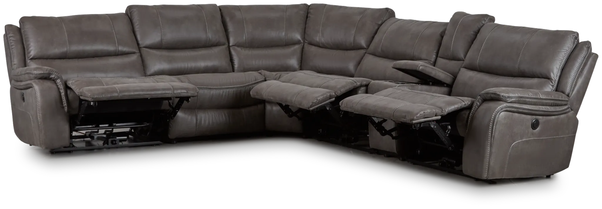 Dober Dark Gray Micro Medium Triple Power 2-arm Sectional