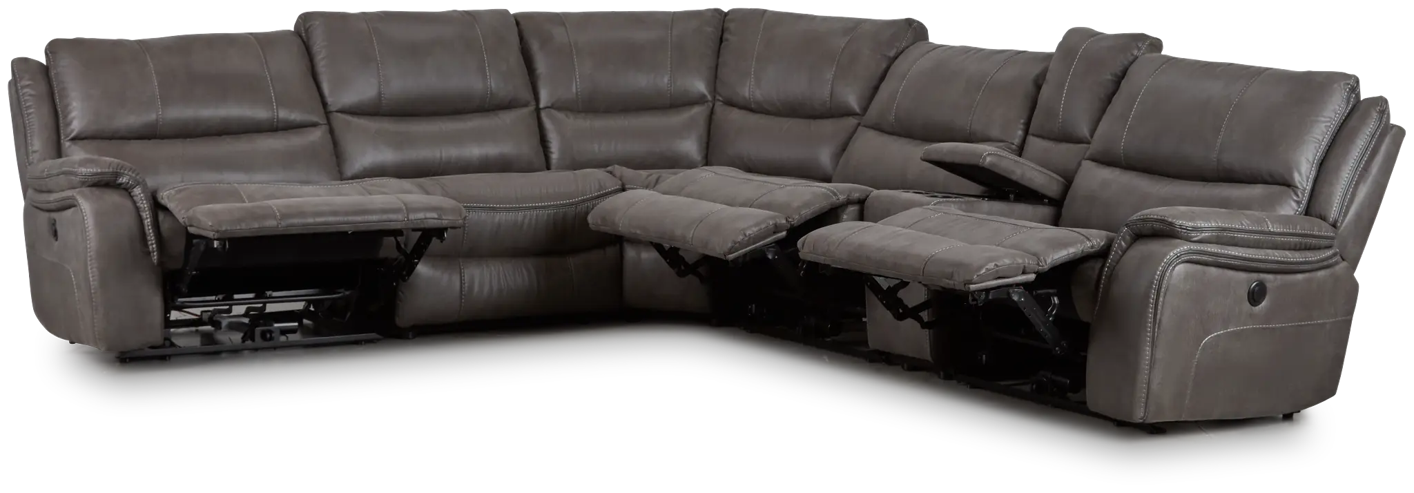 Dober Dark Gray Micro Medium Triple Power 2-arm Sectional Dober Dark Gray Micro Medium Triple Power 2-arm Sectional