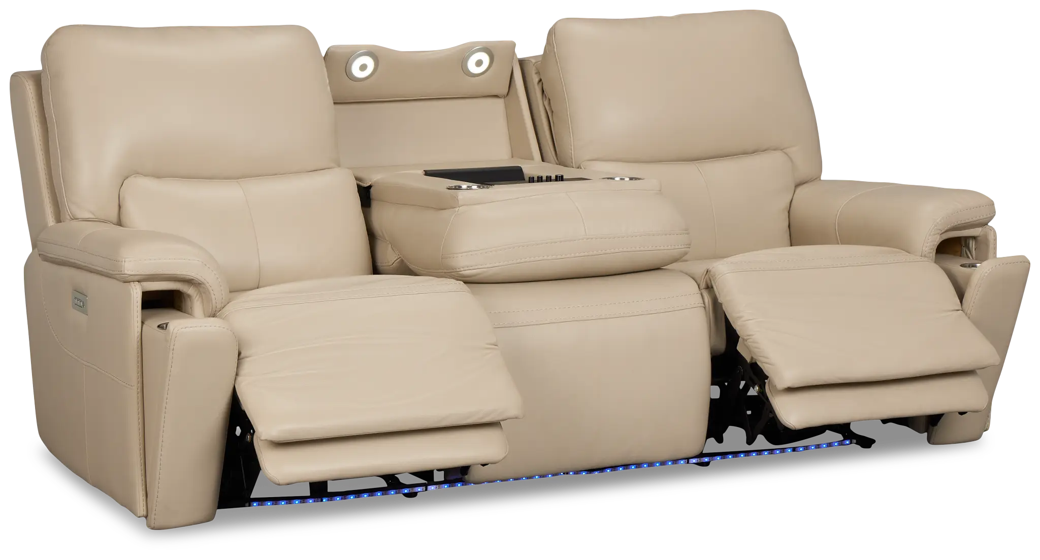 Fallon Beige Leather/Vinyl Power Reclining Sofa with Massage Fallon Beige Leather/Vinyl Power Reclining Sofa with Massage