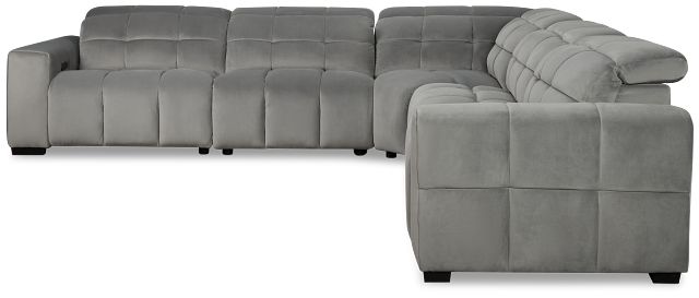 Gemma Light Gray Velvet Small Two-arm Power Reclining Sectional